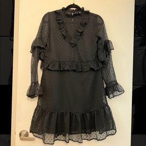 Innocence black flowy long sleeve dress